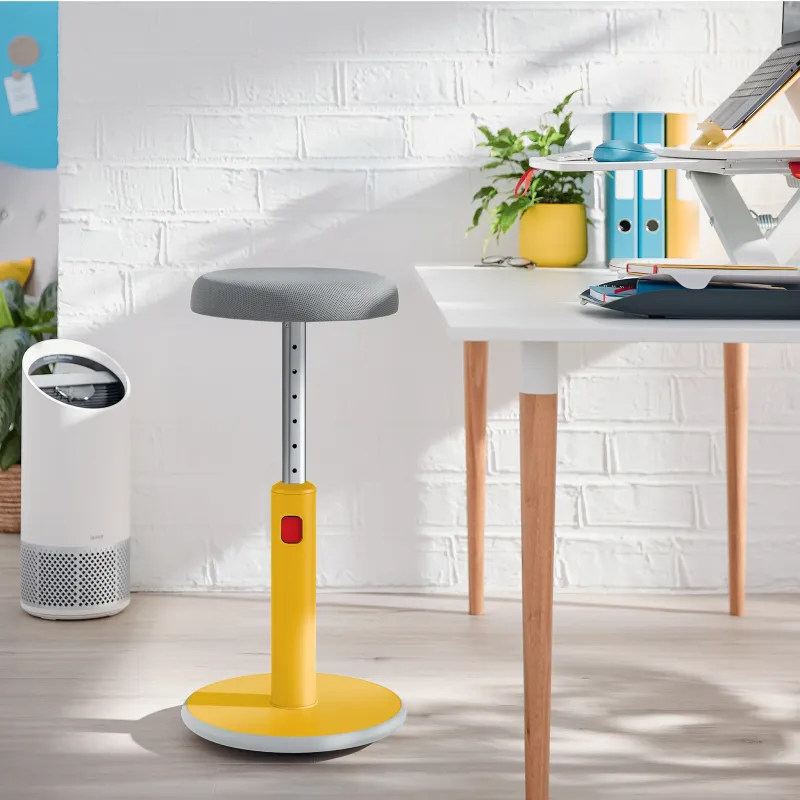 Leitz Ergo Cosy Active Sidde-stå balancestol 2-i-1 varm gul - højdejustering 46-79 cm