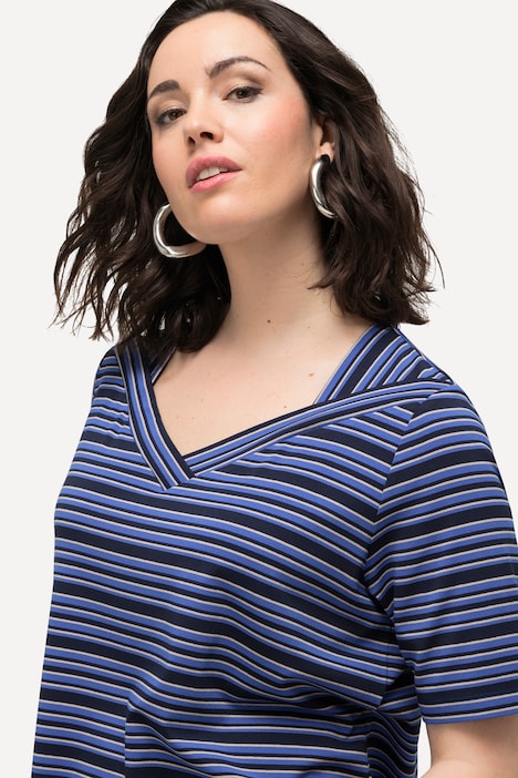 T-Shirt, Ringel, Classic, V-Ausschnitt, Halbarm