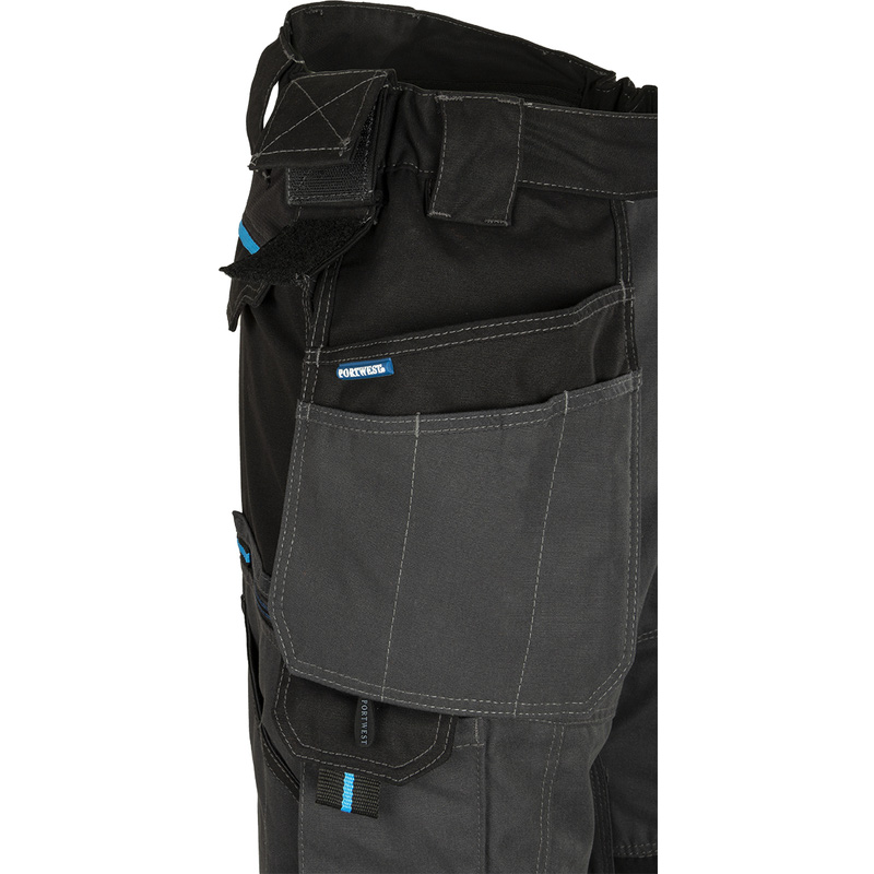 Portwest WX3 stretch werkbroek met holsterzakken + gratis kniestukken 60 grijs/zwart*