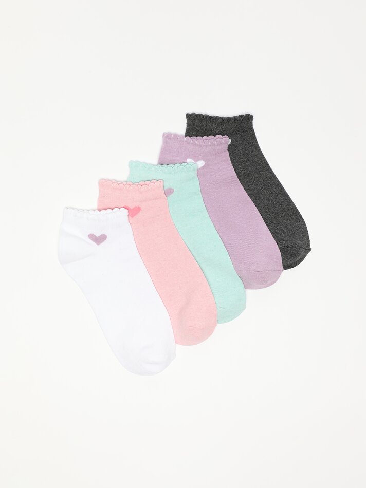 Pacote com 5 pares de meias curtas com ondas - Cores variadas