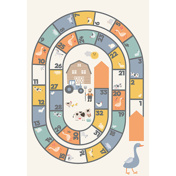 Tapis vinyle motif jeu de l'oie multicolore L.95 x l.66 cm x ep. 2 mm