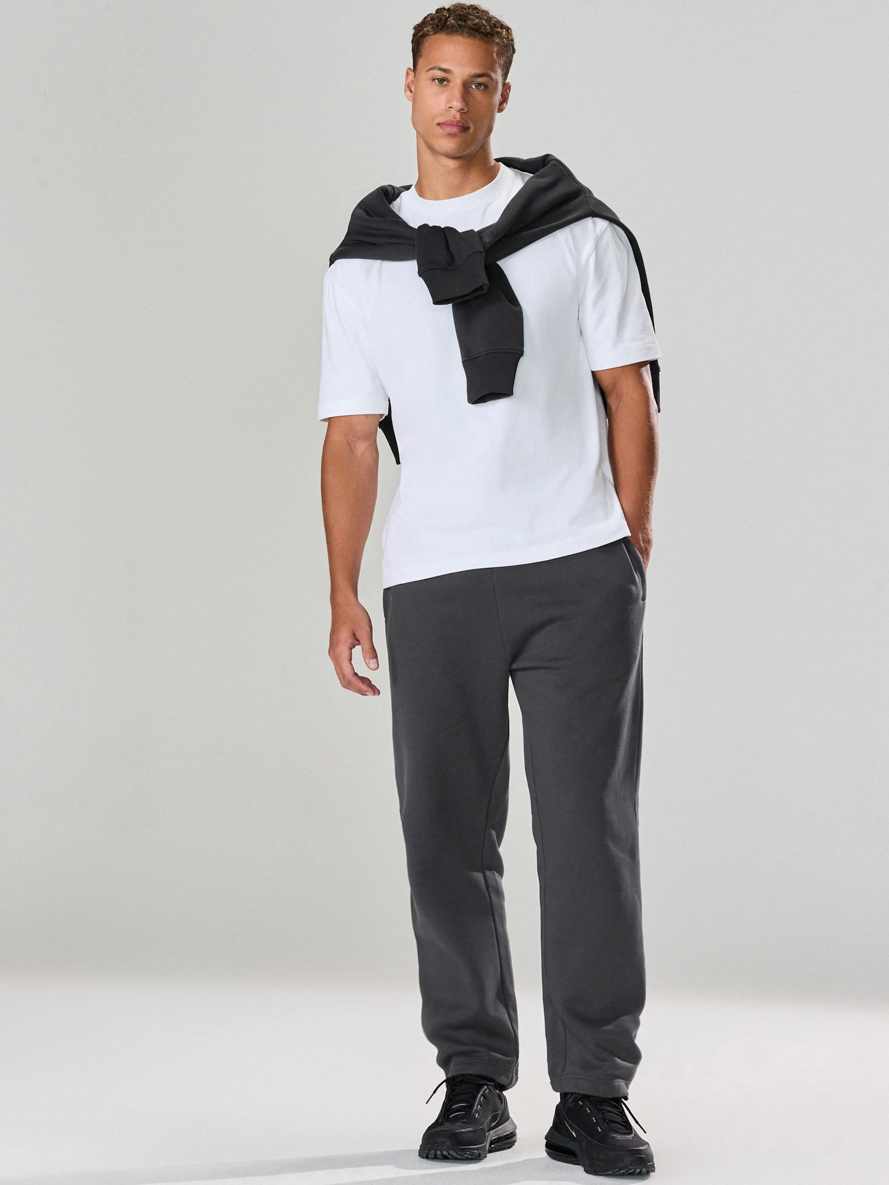 Leisteen grijs - Straight fit - Katoenrijke Jersey Joggingbroeken