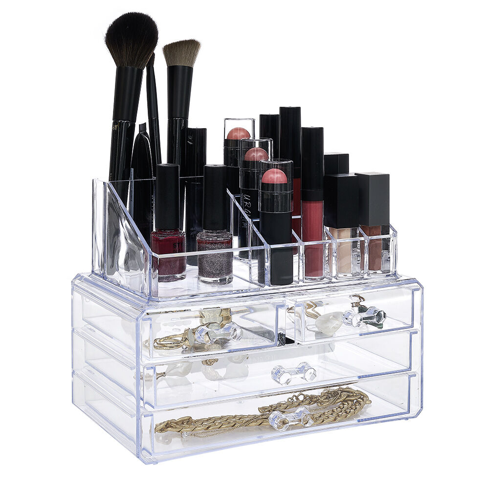 Rangement transparent pour cosmétiques et bijoux
