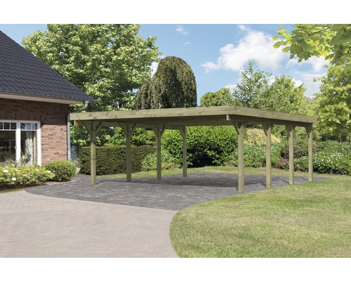 Dubbele carport Karibu Caan 2 variant A 598x670 cm drukgeïmpregneerd