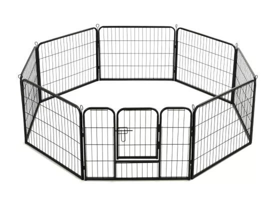 Parc pour chiens 8 noire 80 x 80 x 60 cm 02_0000566