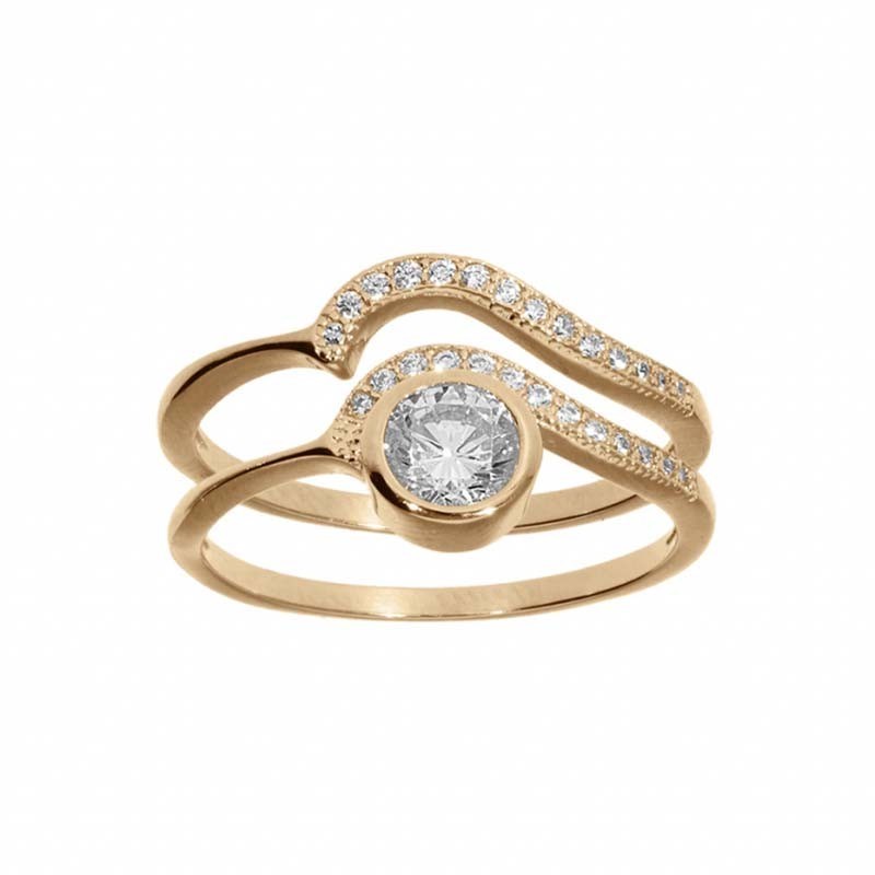 Bague femme duo vague en plaqué or