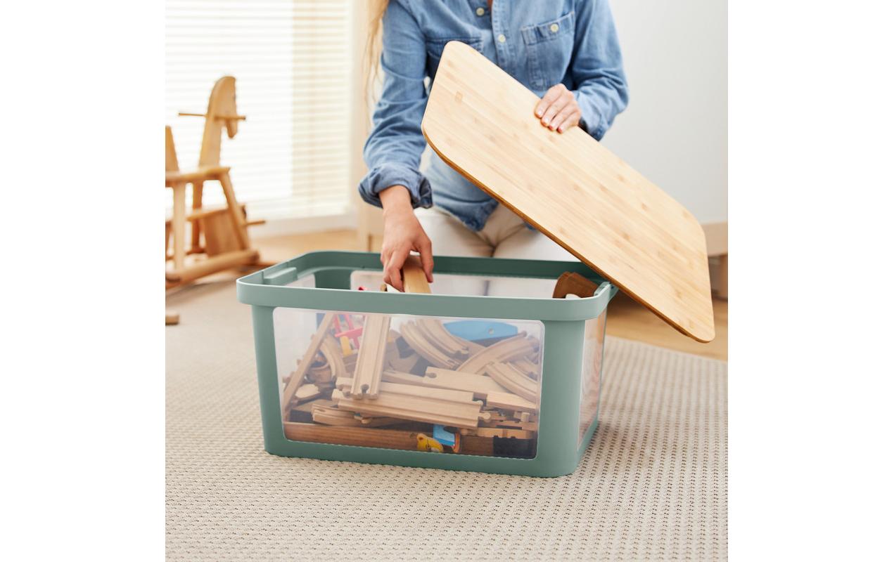 Spielzeugbox PINA 45 l Sage GreenStylische Box mit Bambusdeckel