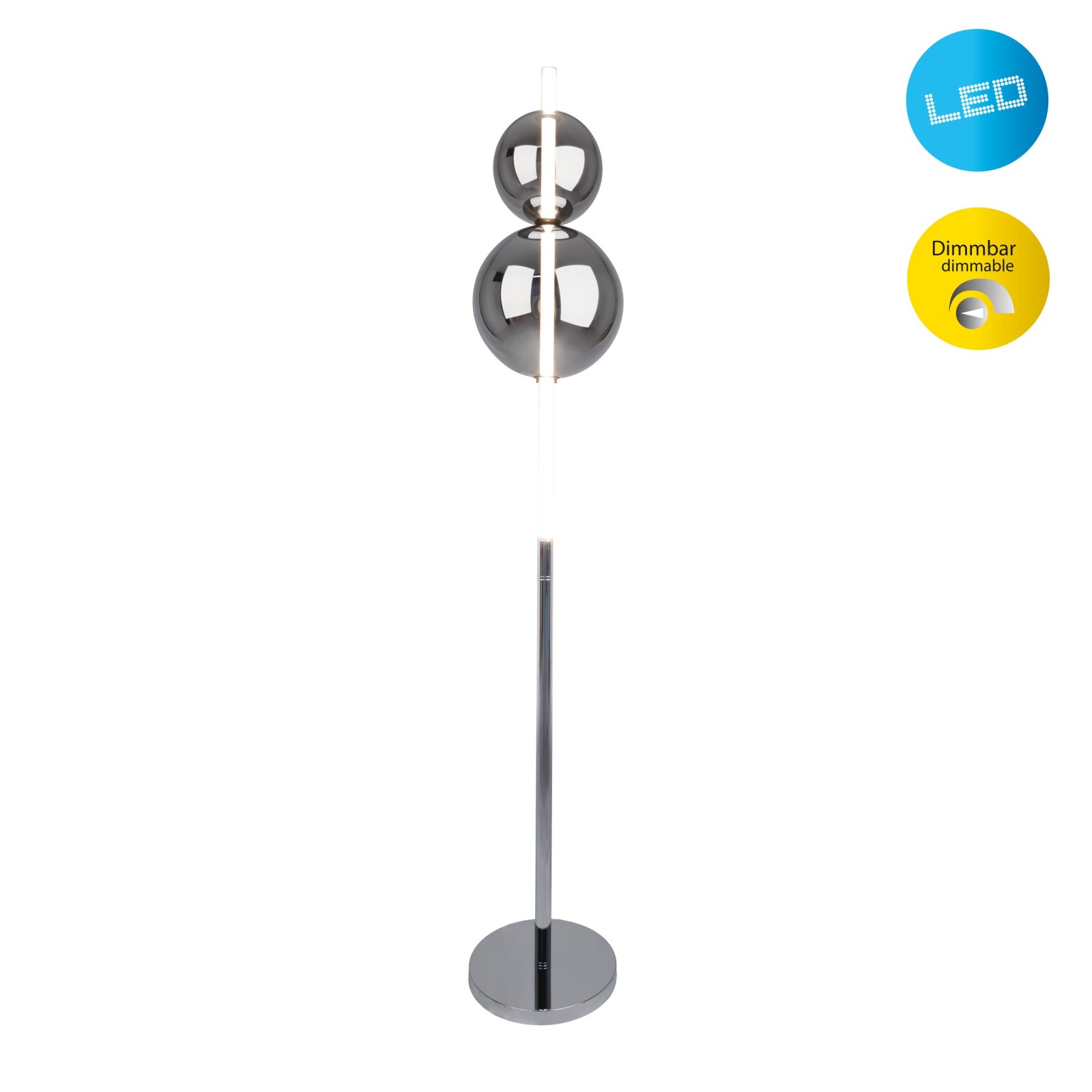 LED-Stehleuchte NOVA - Chrom - 149,7 cm