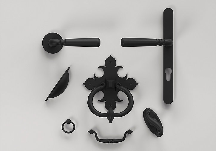 Heurtoir de porte extérieur GoodHome Kilhog noir H.170 mm x l.140 mm