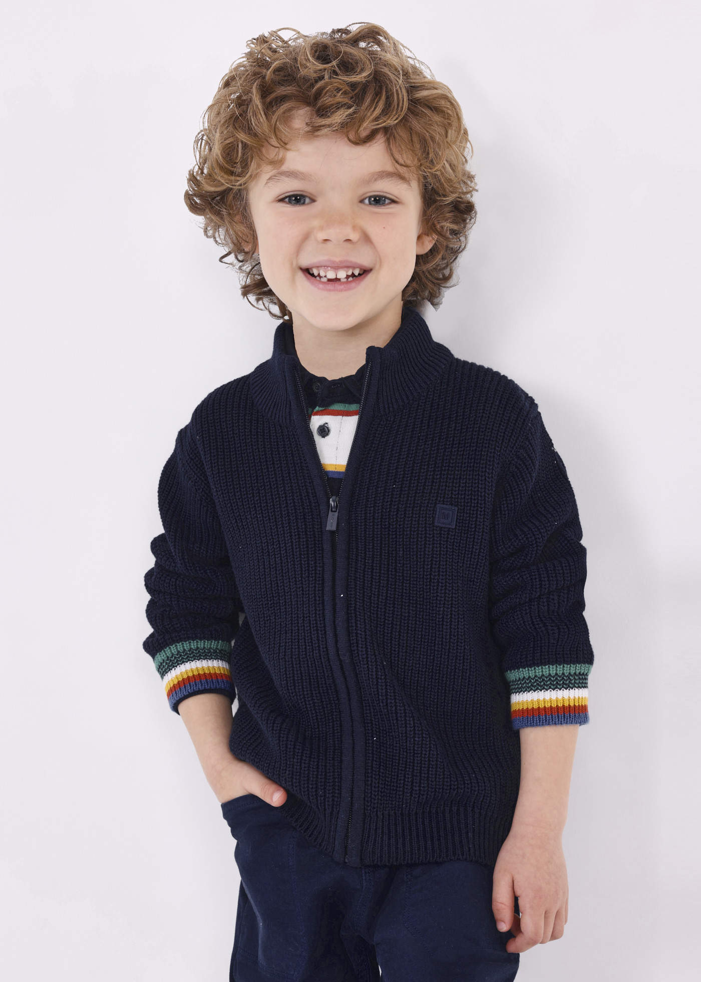 Cardigã de punho multicolorido para meninos