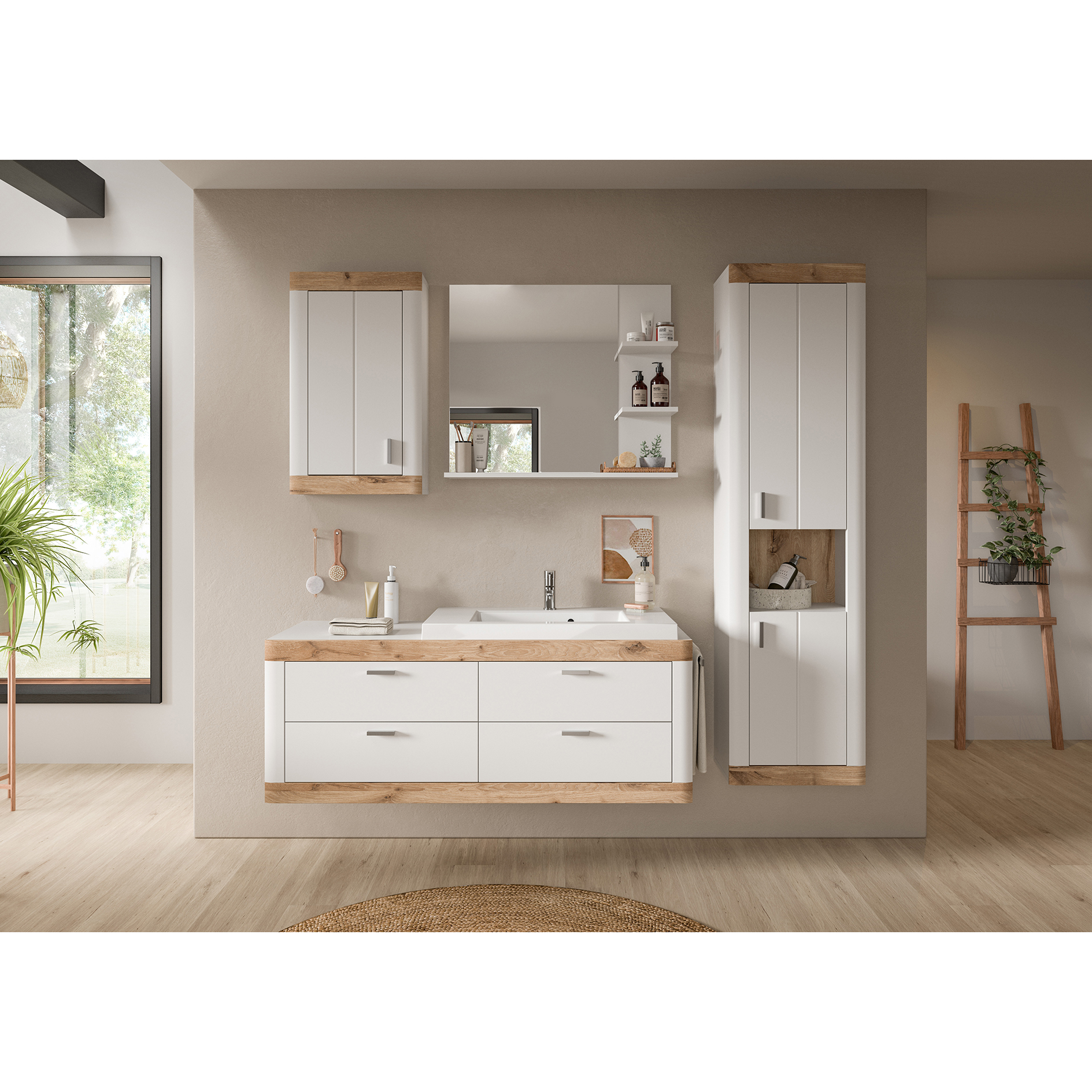 Waschbeckenunterschrank LAREDO - weiß matt - Nox Oak
