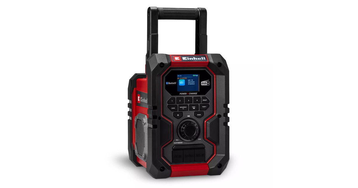 EINHELLAccu Radio TE-CR 18 Li DAB+/FM/BT - Solo bouwradio  (Rood/zwart, Accu en oplader niet inbegrepen)
