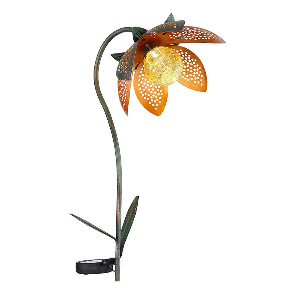 SOLCELLELAMPE GLOBO GLASSKULE BLOMSTER AMBER