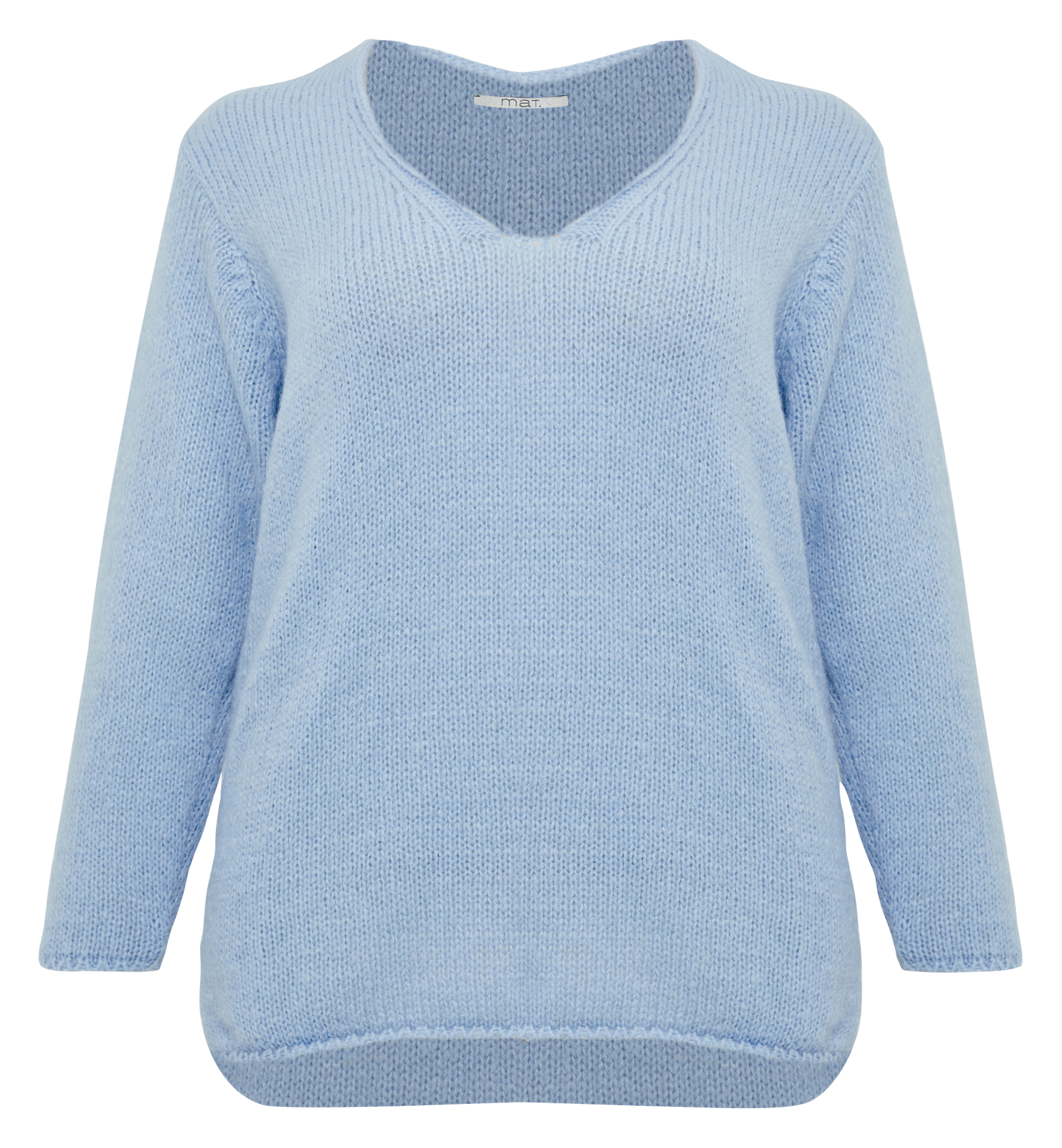 Pull col V en maille | Bleu