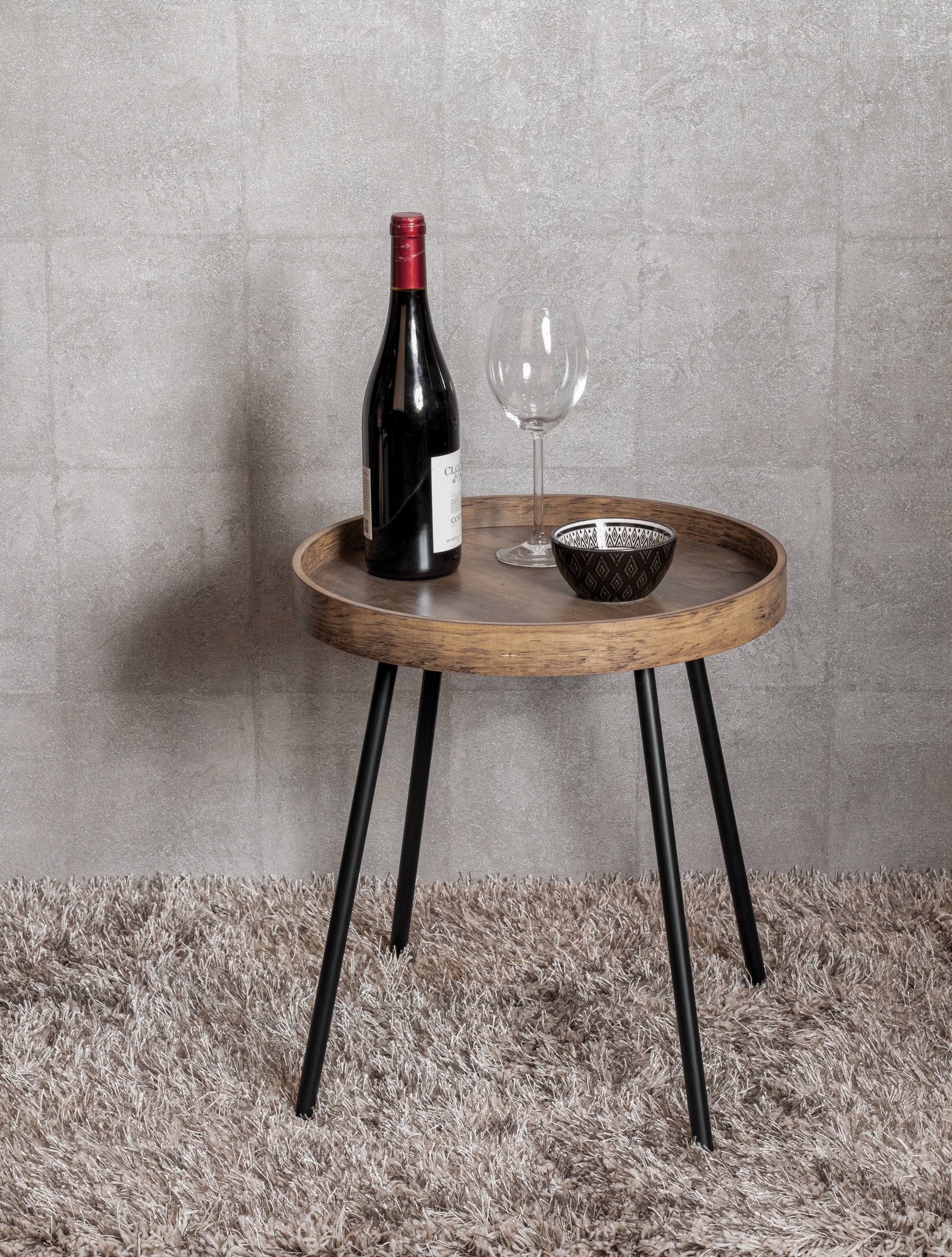 Beistelltisch Ø 40 cm dunkelbraun/schwarz