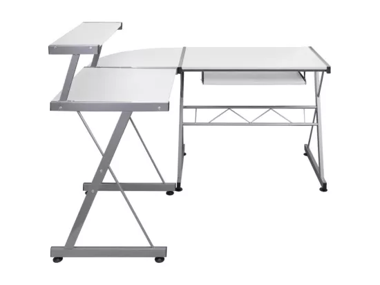Bureau d'ordinateur d'angle Blanc 132x112x99 cm Bois ingénierie
