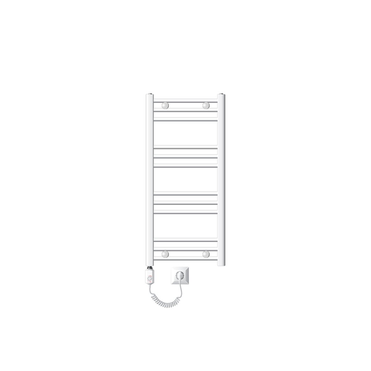 LuxeBath Elektrische Badkamerradiator Sahara 400x800 mm Chroom Gebogen Zijaansluiting & Verwarmingselement 300W met Thermostaat & Digitaal Display, Handdoekradiator met Verwarmingspatroon, Handdoekwarmer Handdoekdroger