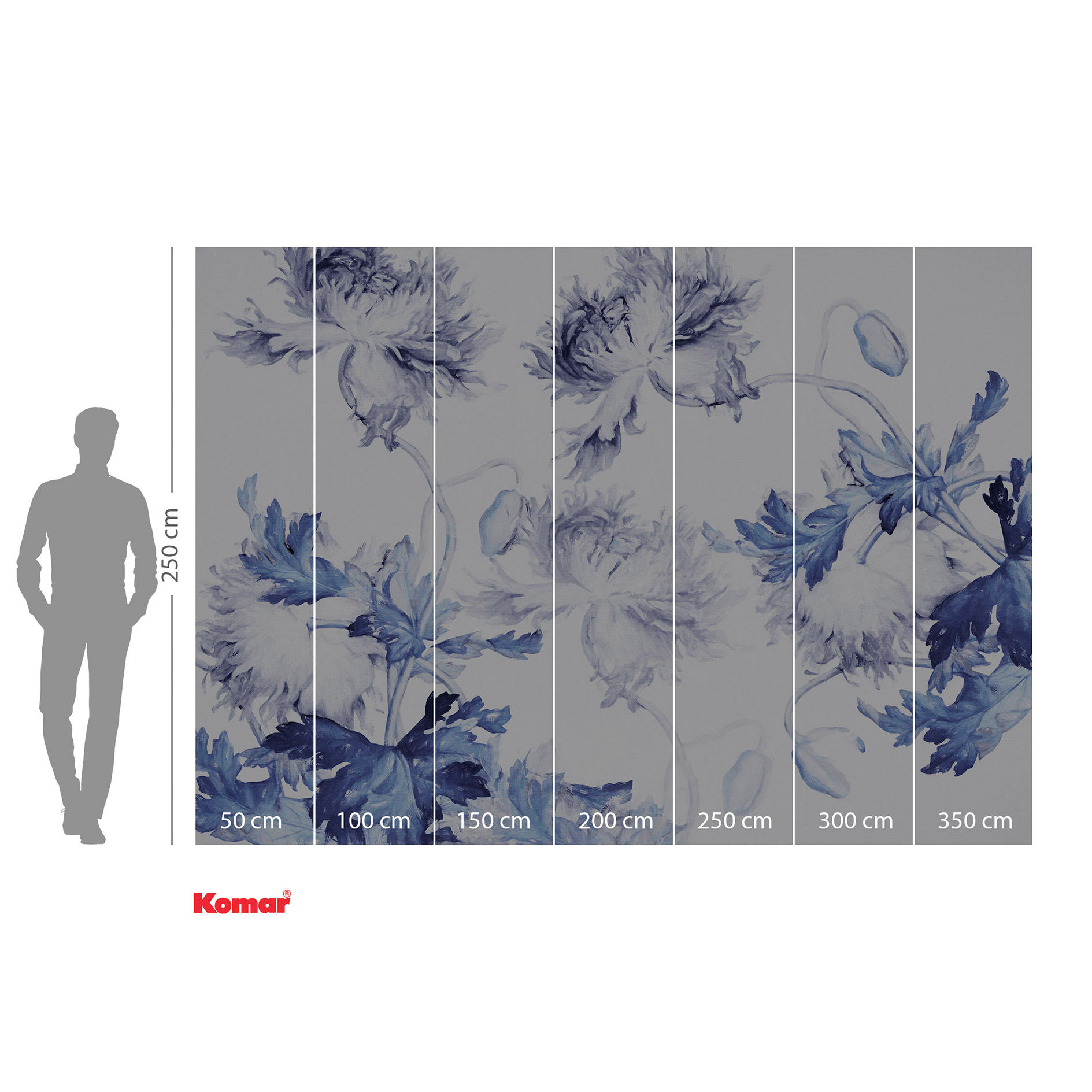 Vlies-Fototapete BLUE SILHOUETTES - blau-weiß - 350x250 cm
