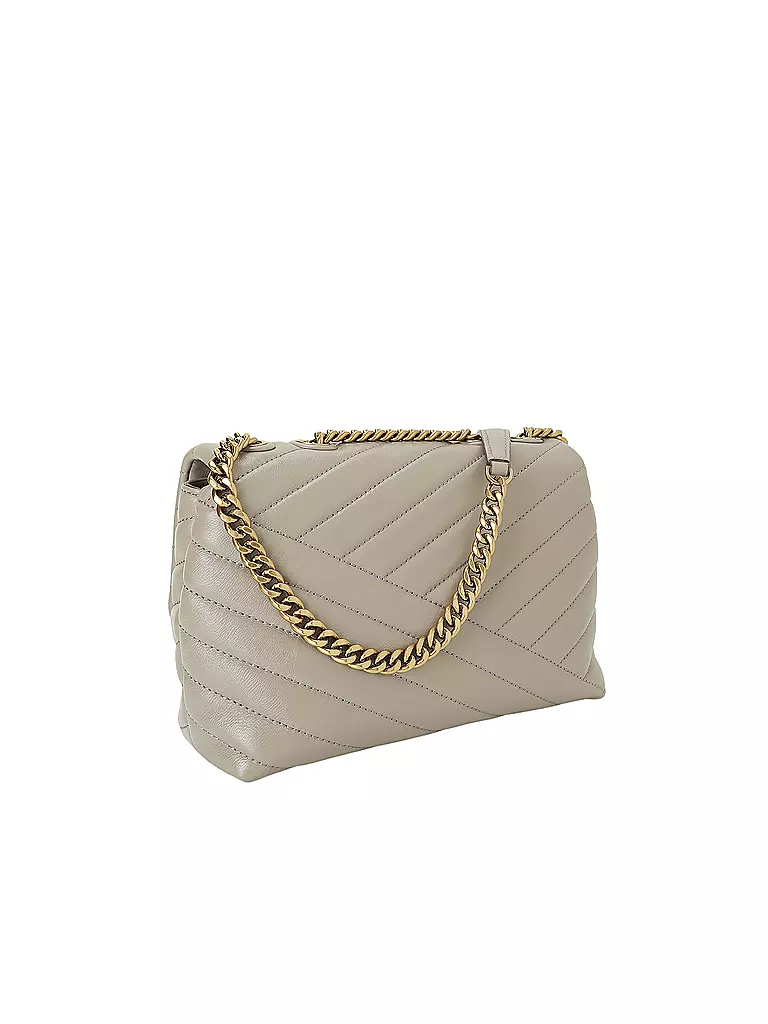 TORY BURCH Ledertasche - Schultertasche KIRA CHEVRON Small grau