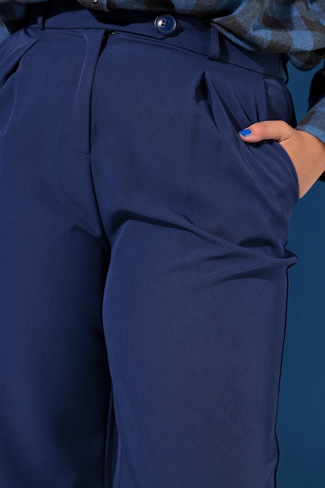 Hose, High Waist, weites Bein, Bundfalten