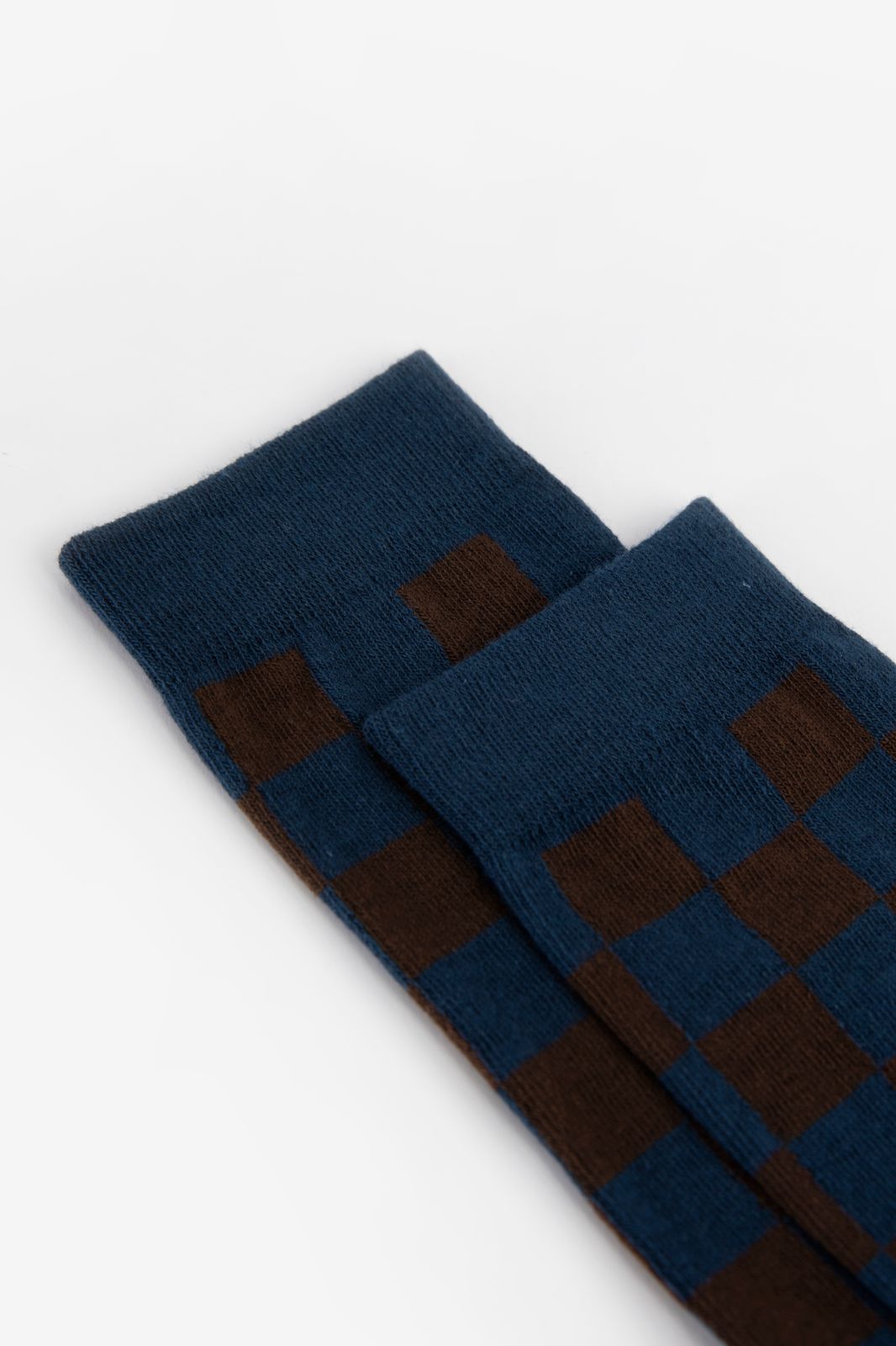 Donkerblauwe sokken met colourblock patroon