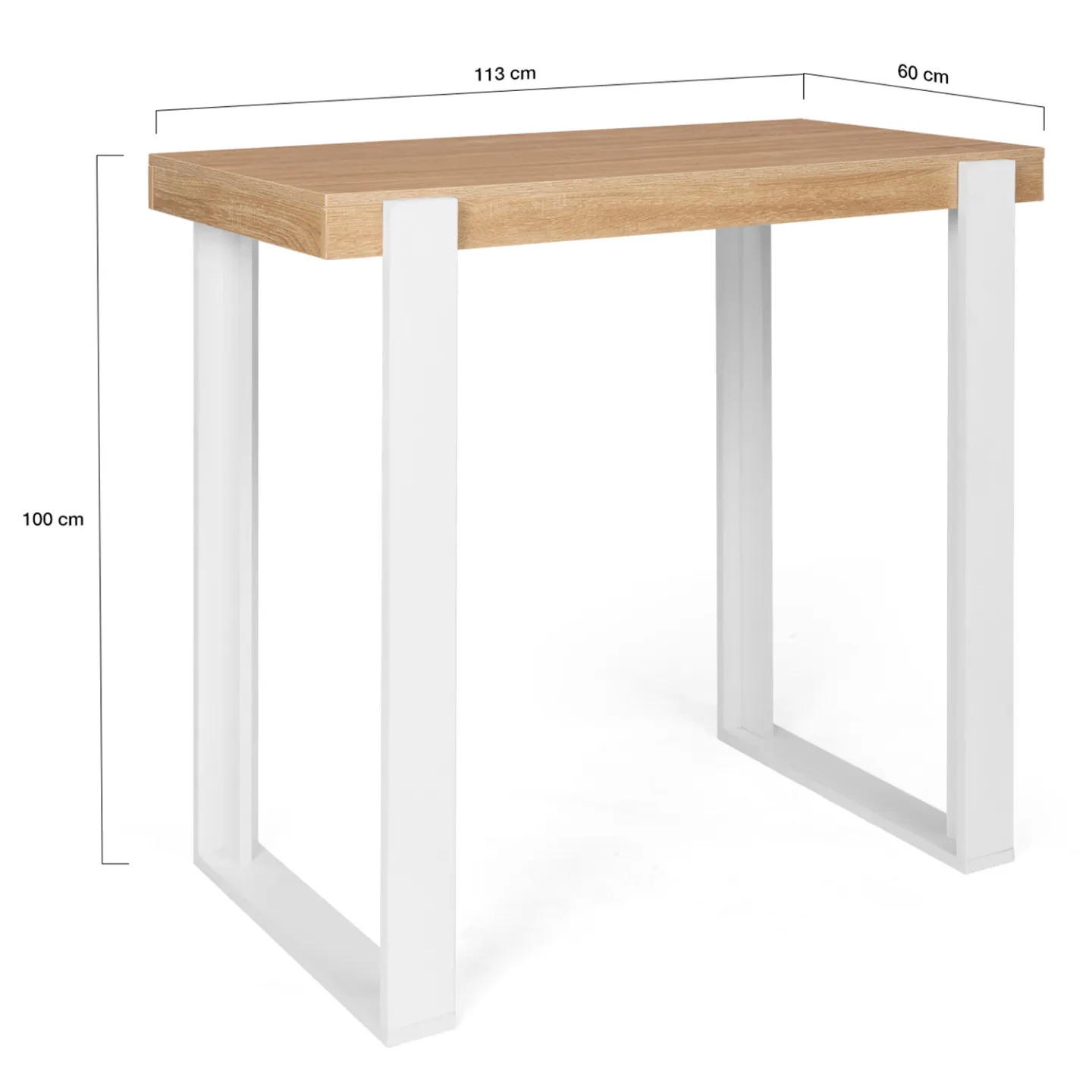 Table haute de bar PHOENIX bois et blanc 113 cm