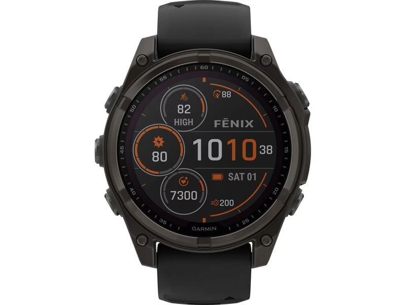 GARMIN Sportuhr Fenix 8 Solar Sapphire, 47 mm Schwarz GPS-Sportuhr