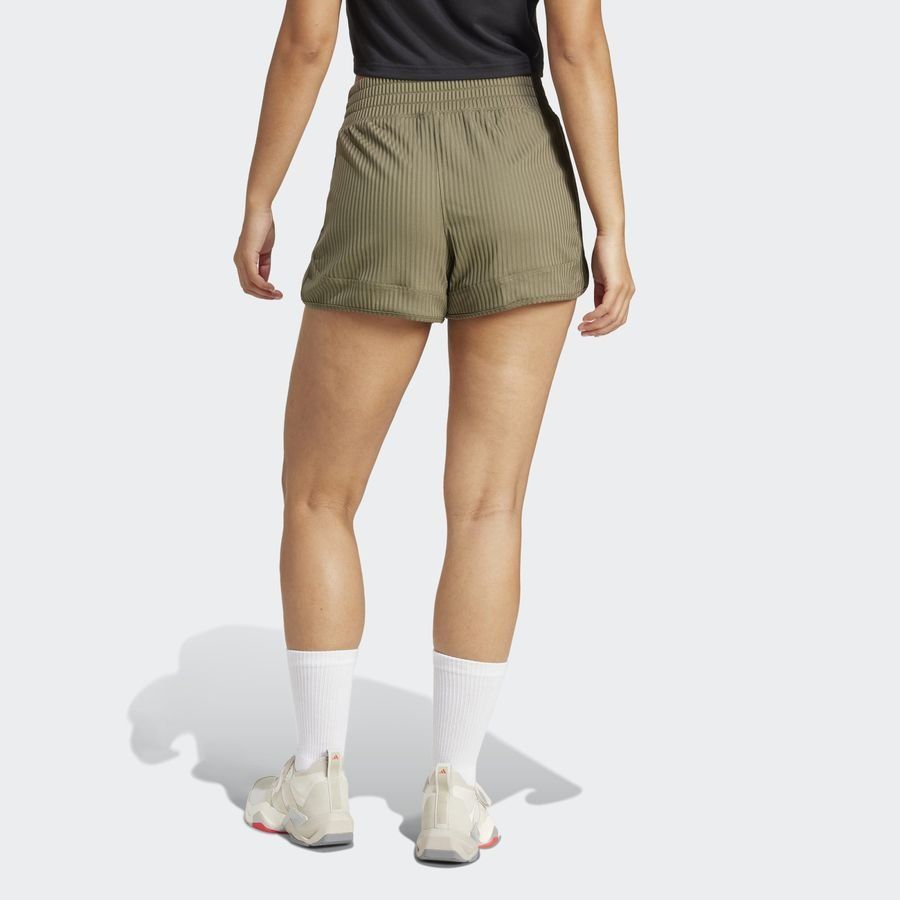 Adidas Short taille haute bords-côtes 3 bandes ton sur ton Pacer All Gym Seasonal