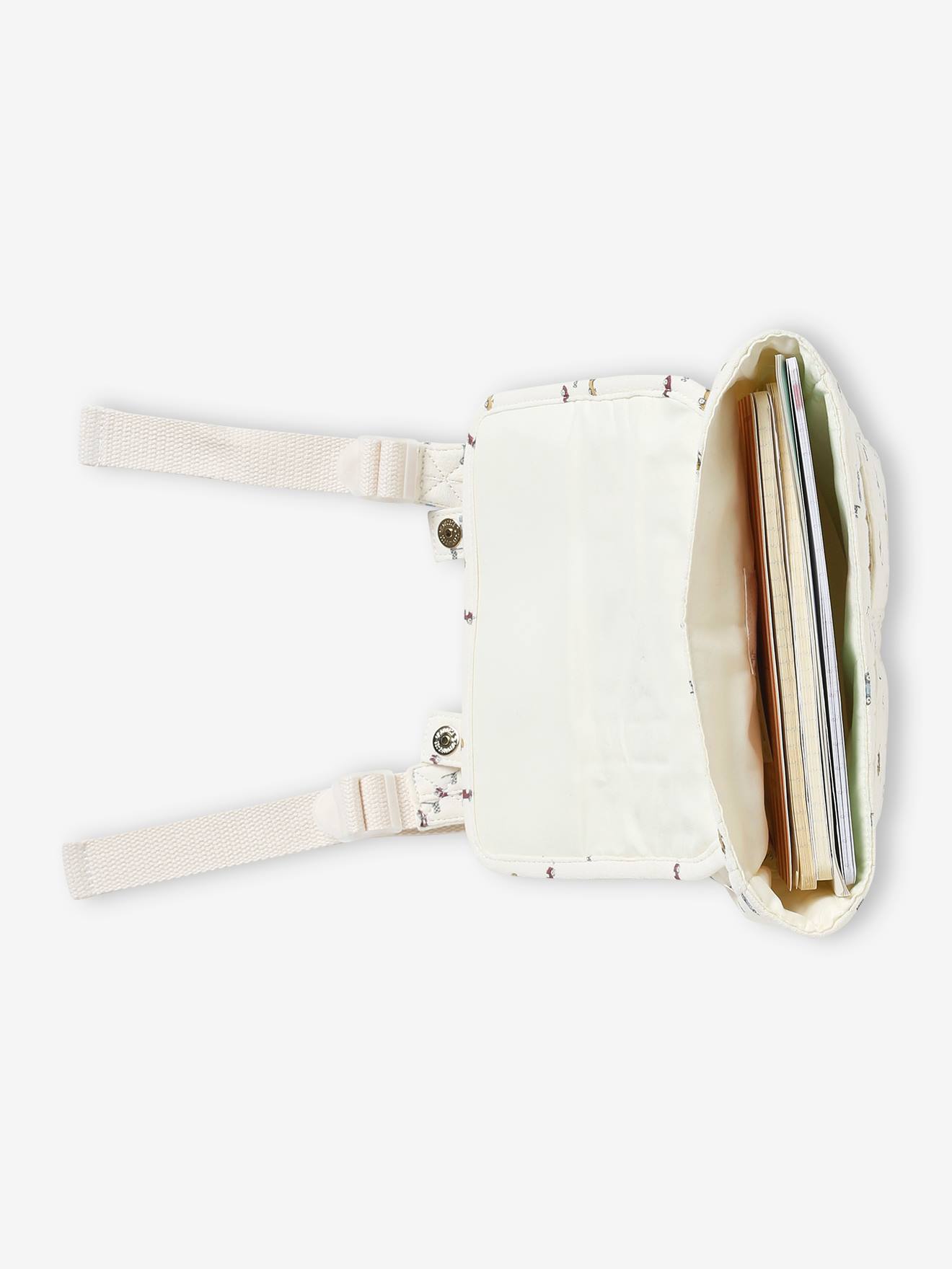 Mochila pré-escolar acolchoada em gaze de algodão com estampa 