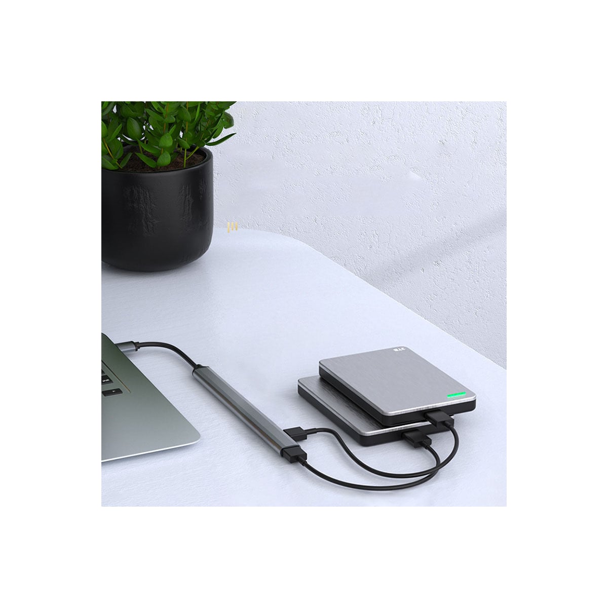 Hub med 7 utganger, USB3.0 til USB2.0/3.0 USB Sølvgrå