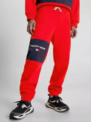Calça de moletom com painel de logotipo e modelagem relaxada