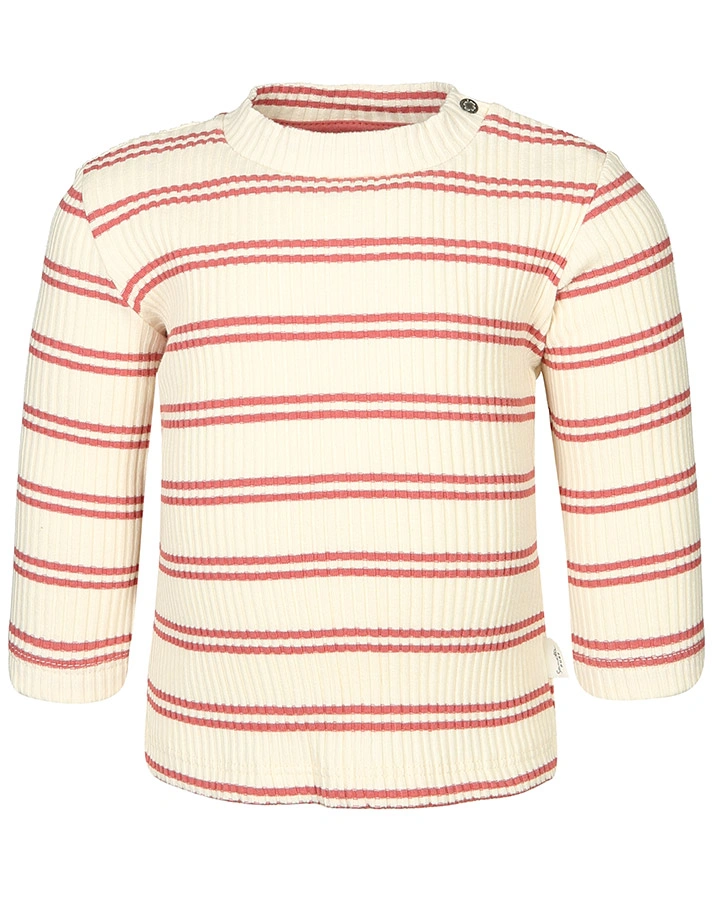 Langarmshirt PURE – LINES in rosewood/offwhite