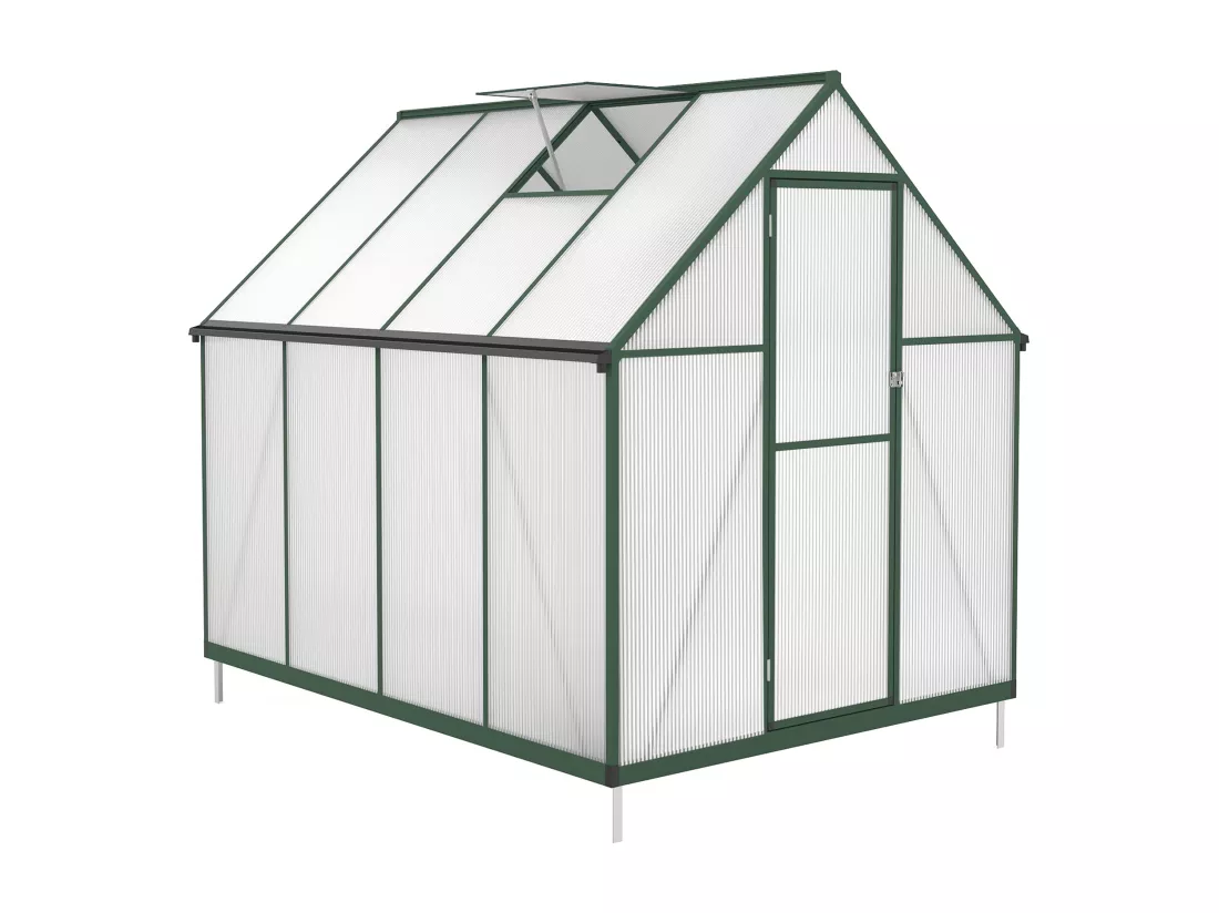 Serre de jardin en polycarbonate et aluminium - 4 m² - Vert - ASTELIA