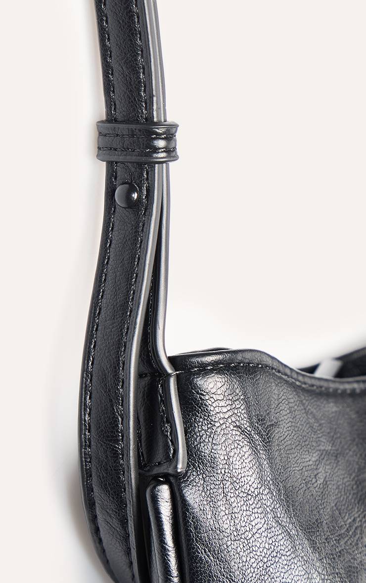 Noir Sac Baguette Texturé En Synthétiquecuir Pour L'épaule