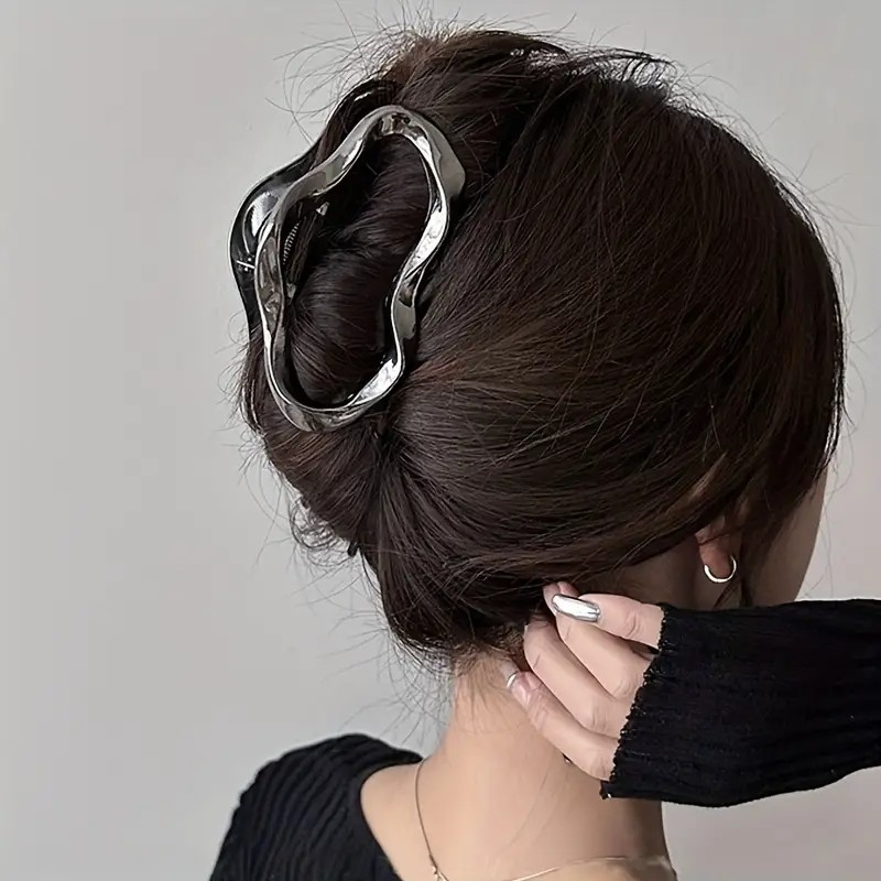 (11cm) Haarspange Klammer Metall Krallen Clip Haar Accessoire - Silber