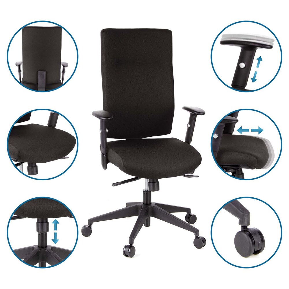 Profi Bürostuhl PRO-TEC 300 Stoff mit Armlehnen (höhenverstellbar) hjh OFFICE