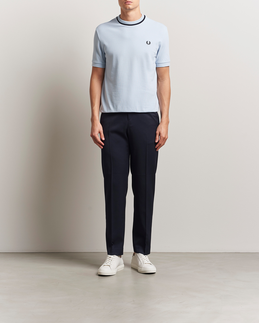 Fred Perry Pique Crew Neck T-Shirt Light Smoke