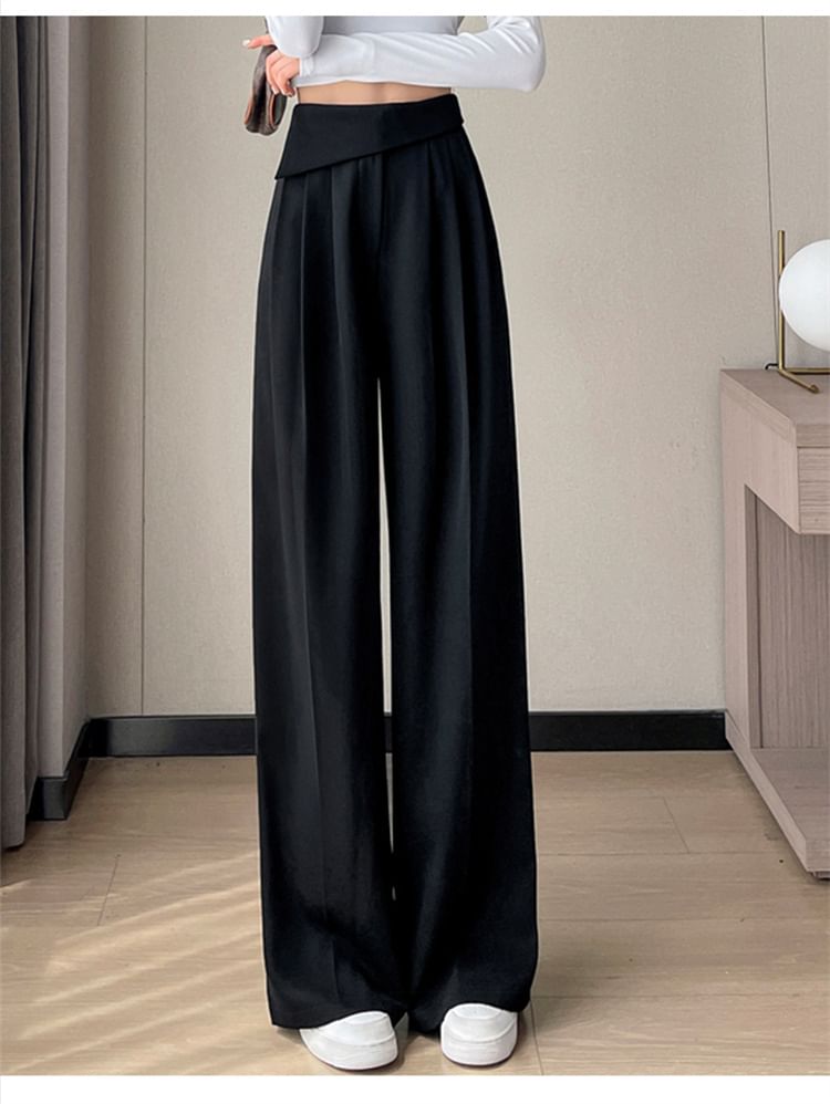 Dragan Pulse - Hoge taille effen wijde broek (verschillende ontwerpen)