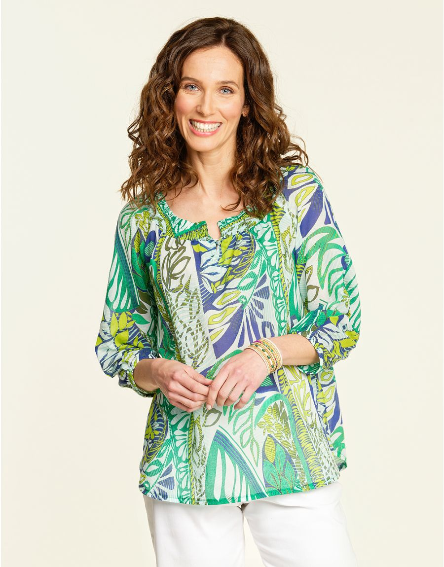 Blouse en coton verte