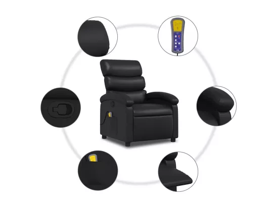 Fauteuil de massage inclinable Noir Similicuir
