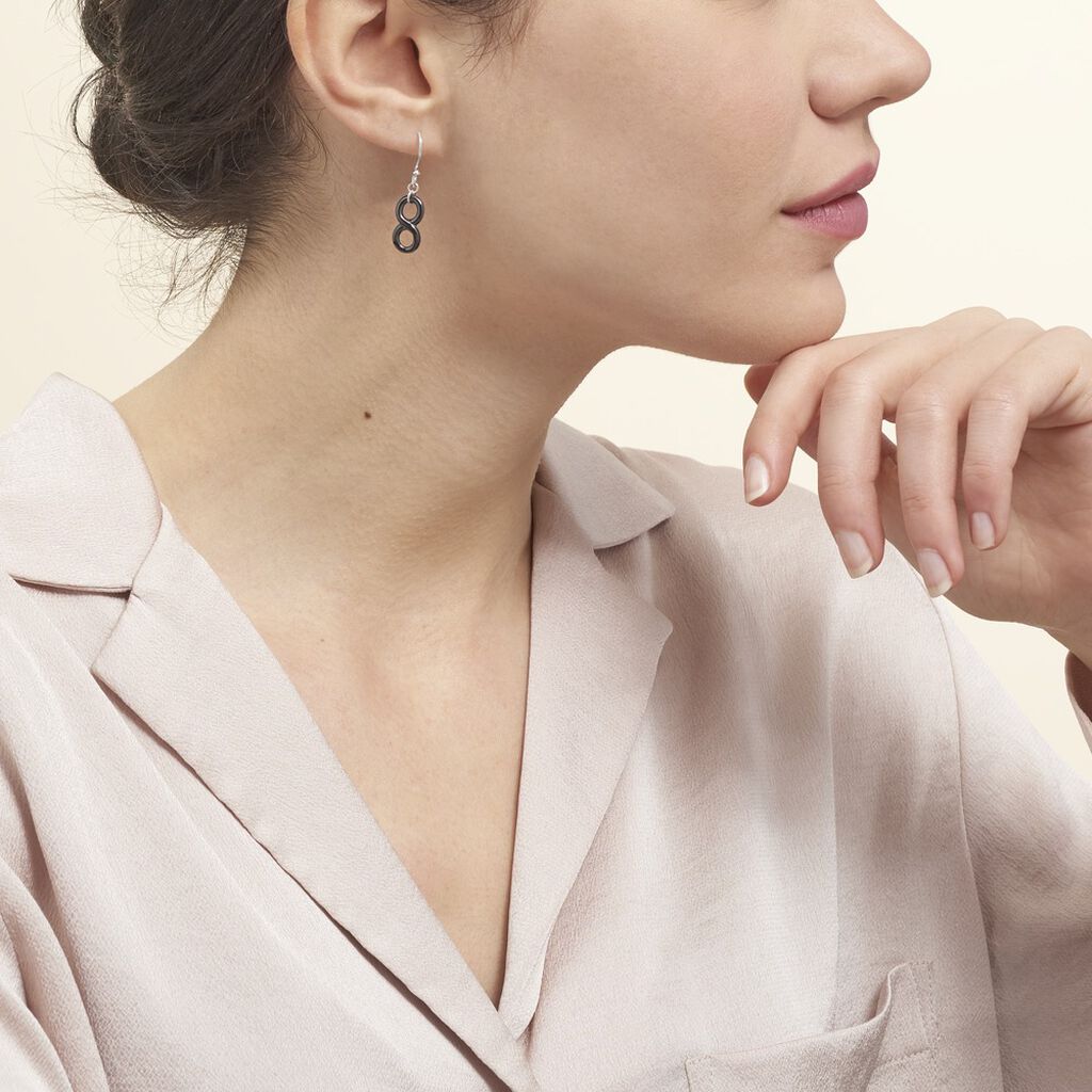Boucles D'oreilles Pendantes Alicia Argent Blanc Céramique