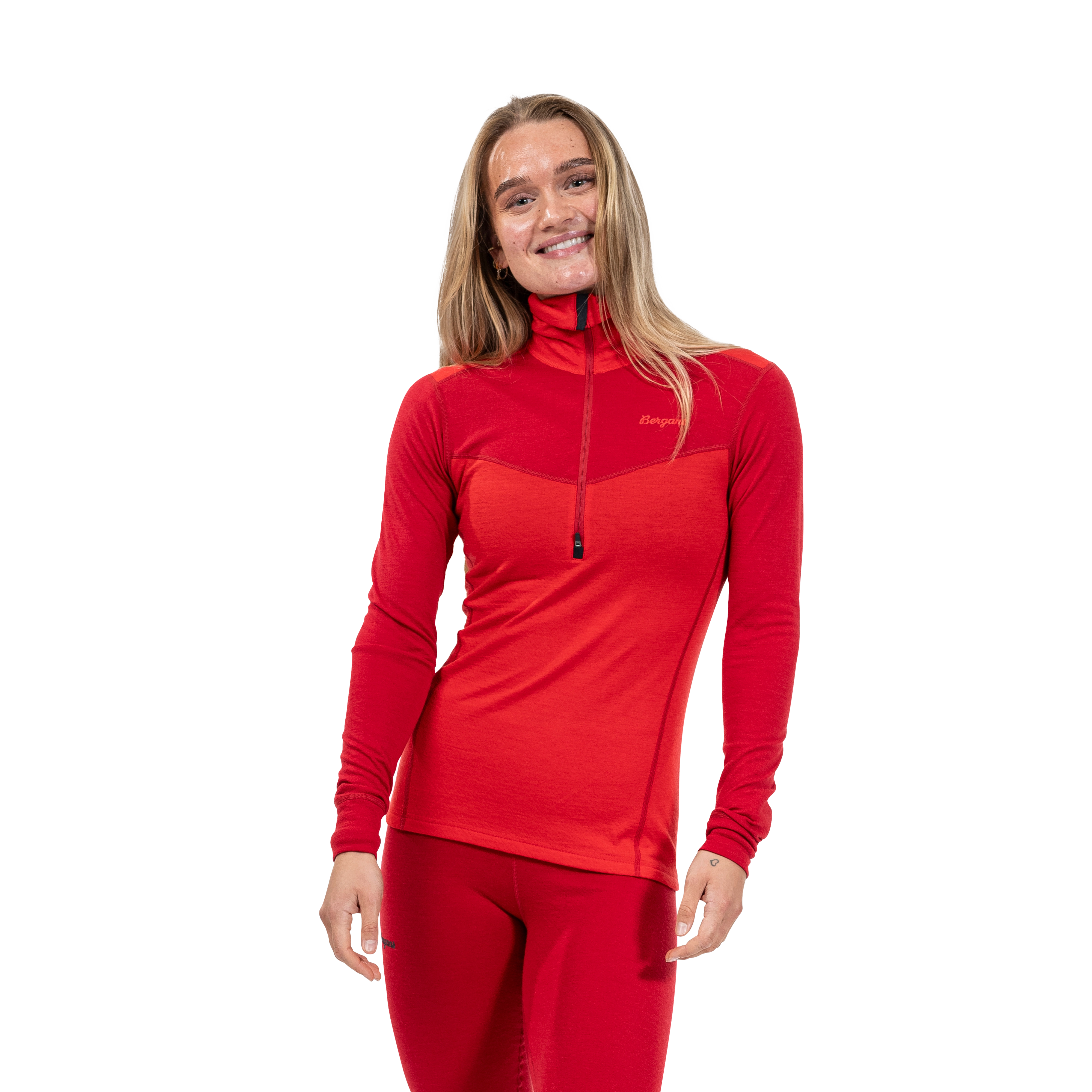 Inner:Dual Merino Half Zip Women FireRed / Red
