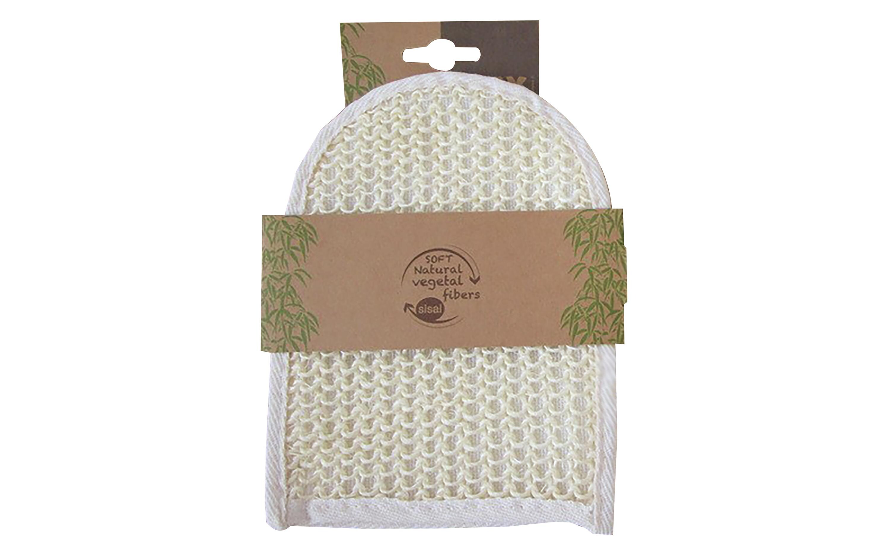 Peelinghandschuh aus Sisal 23.5 x 16 cm, WeissBadehandschuh