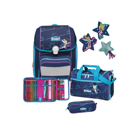 Scout Schulranzen-Set Genius Blue Star mit Sporttasche, 4-teilig
