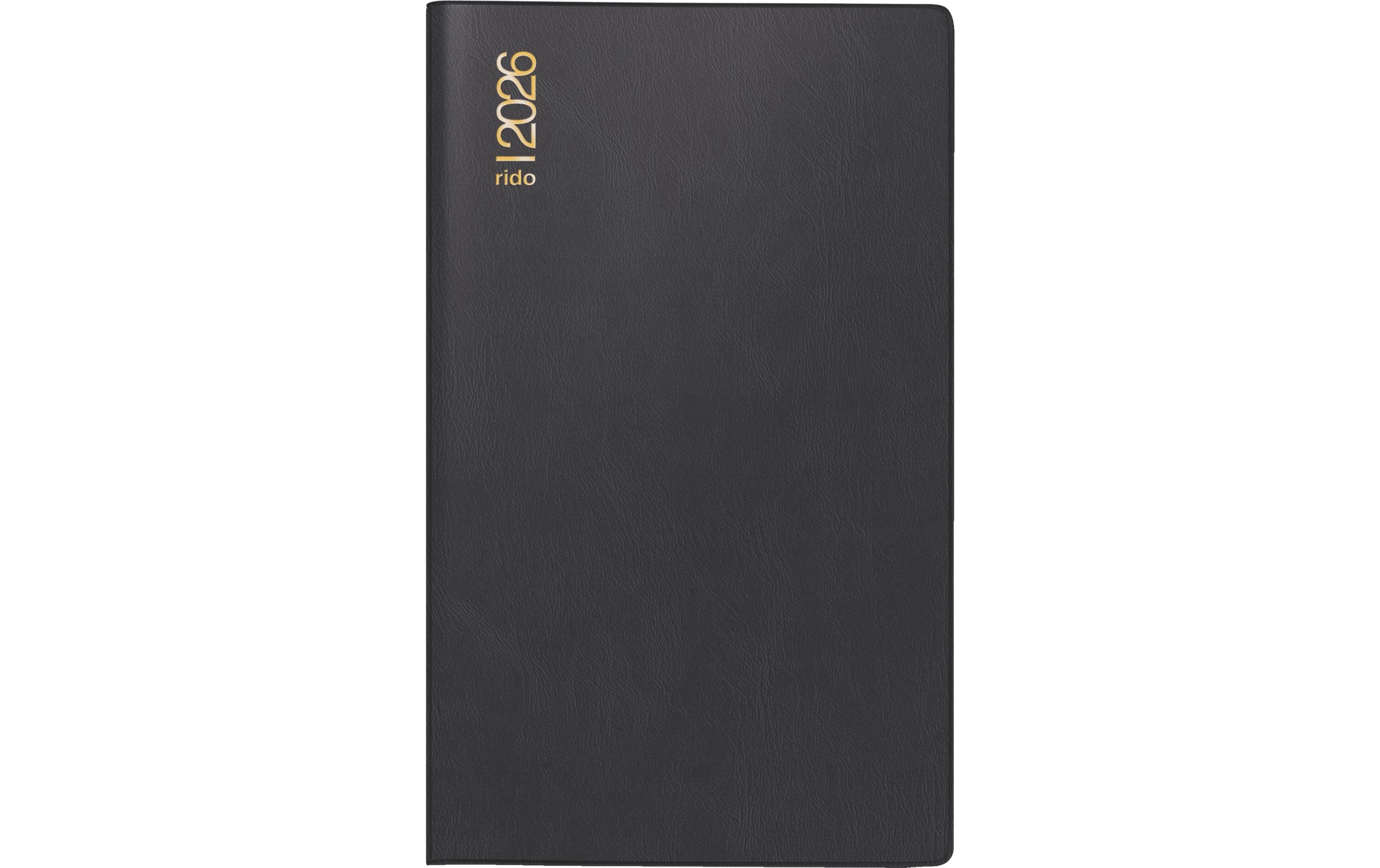 Taschenplaner Uni 2026, SchwarzTaschenkalender mit zwei Seiten je Monat