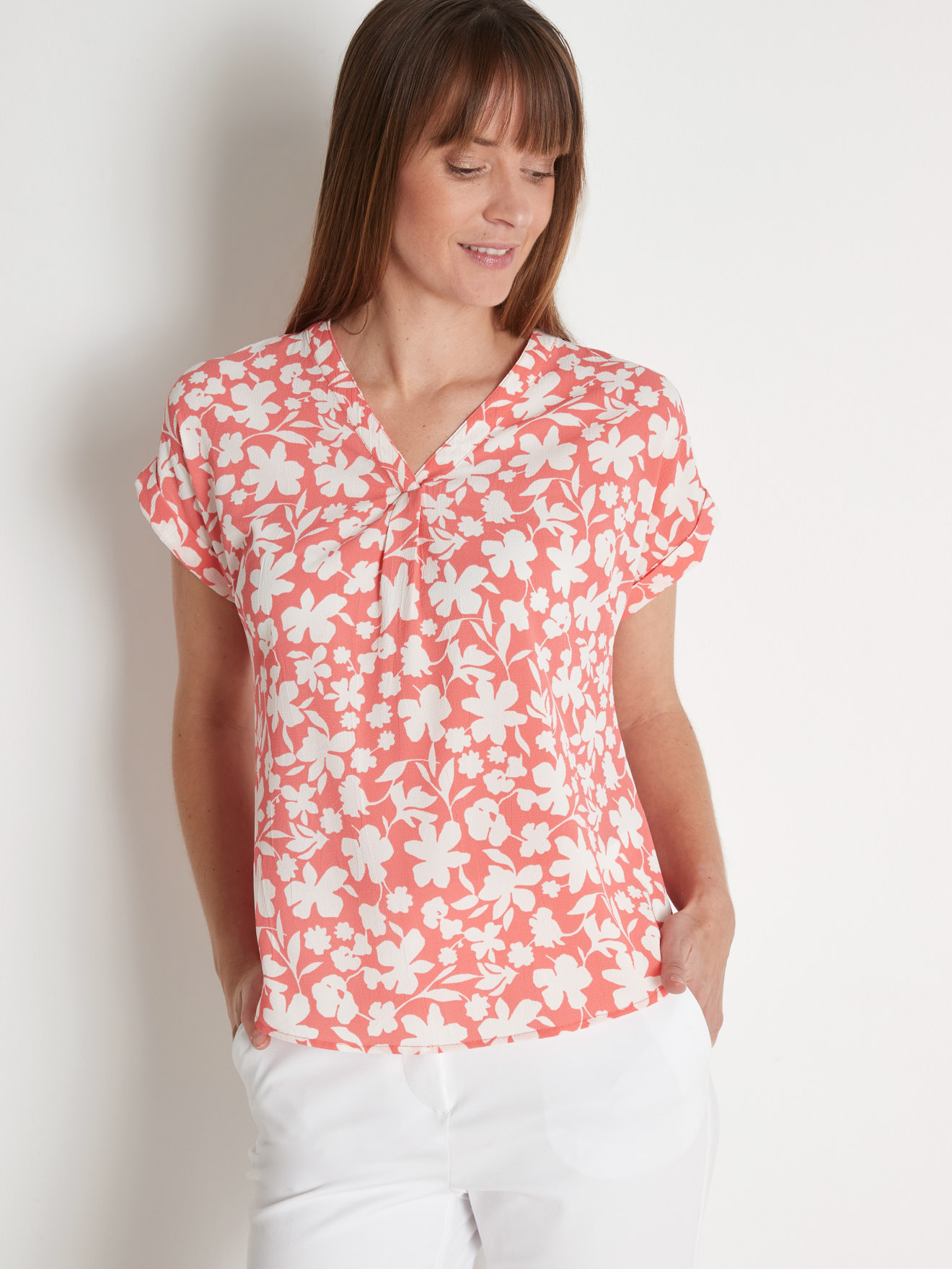Blouse encolure V avec pli d'aisance