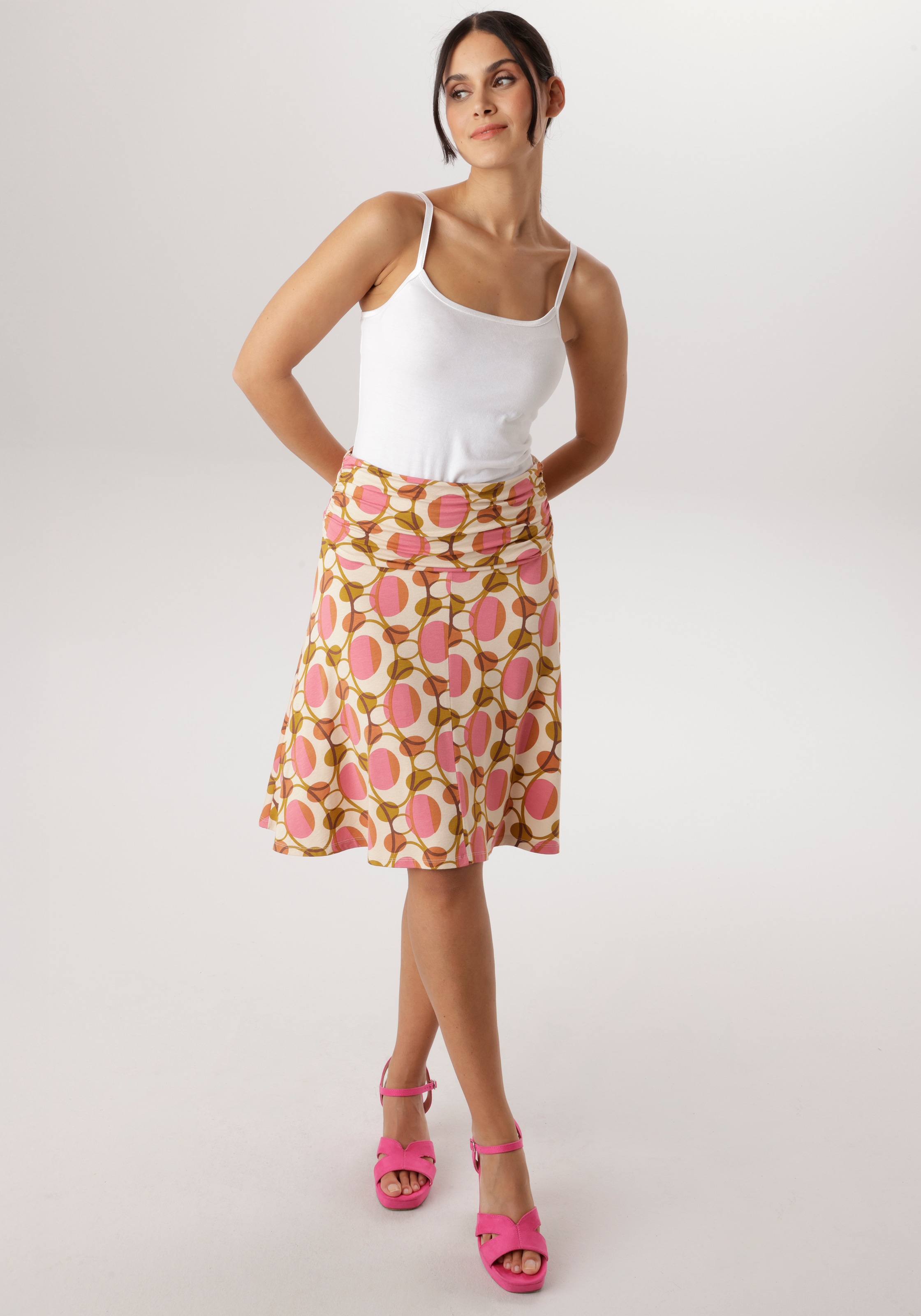 Aniston SELECTED Sommerrock mit seitlicher Raffung - NEUE KOLLEKTION