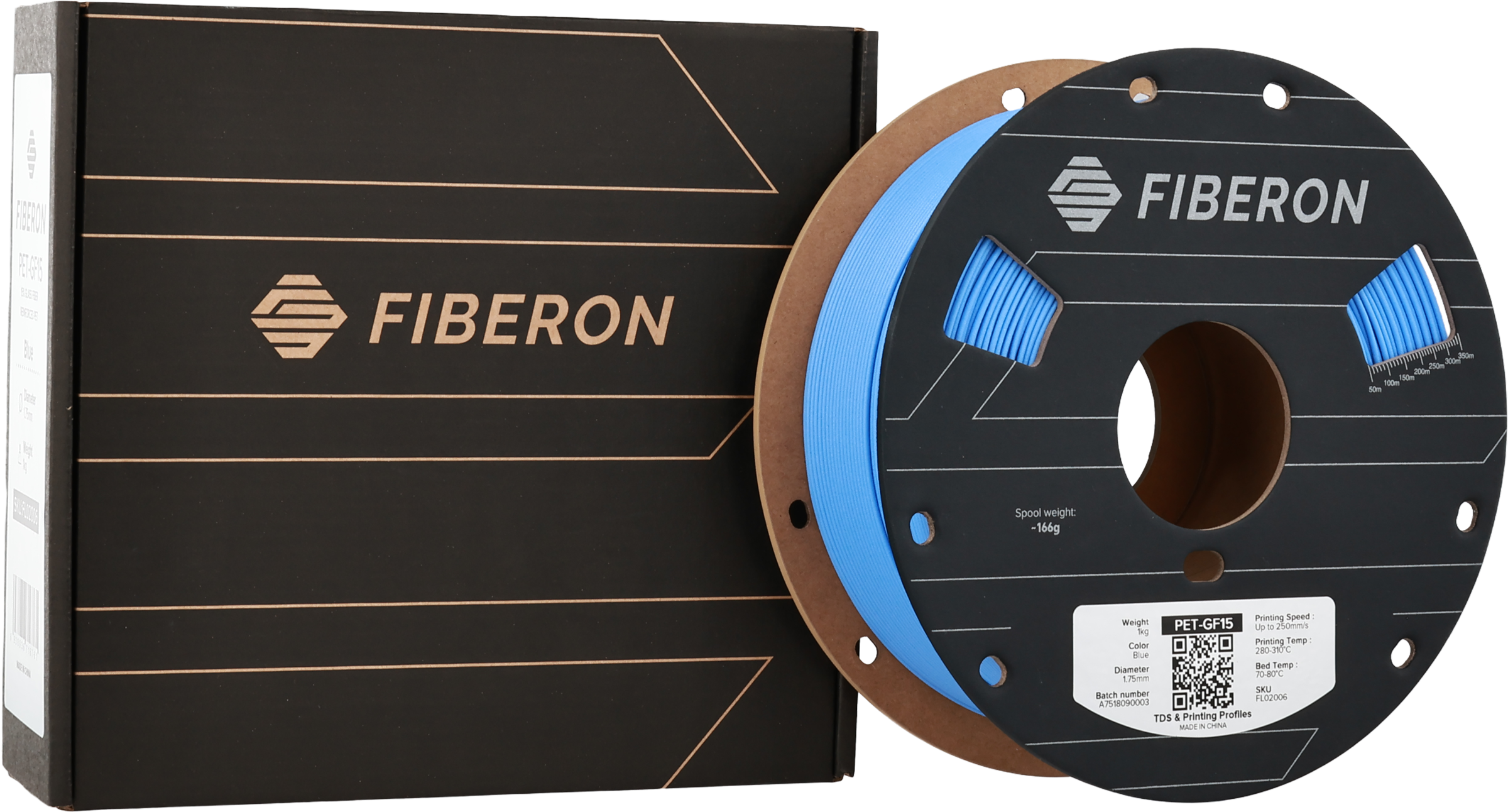 Polymaker  Fiberon™ PET-GF15 Blue, 1,75 mm / 1000 g    Glasfaserverstärktes PET in Blue