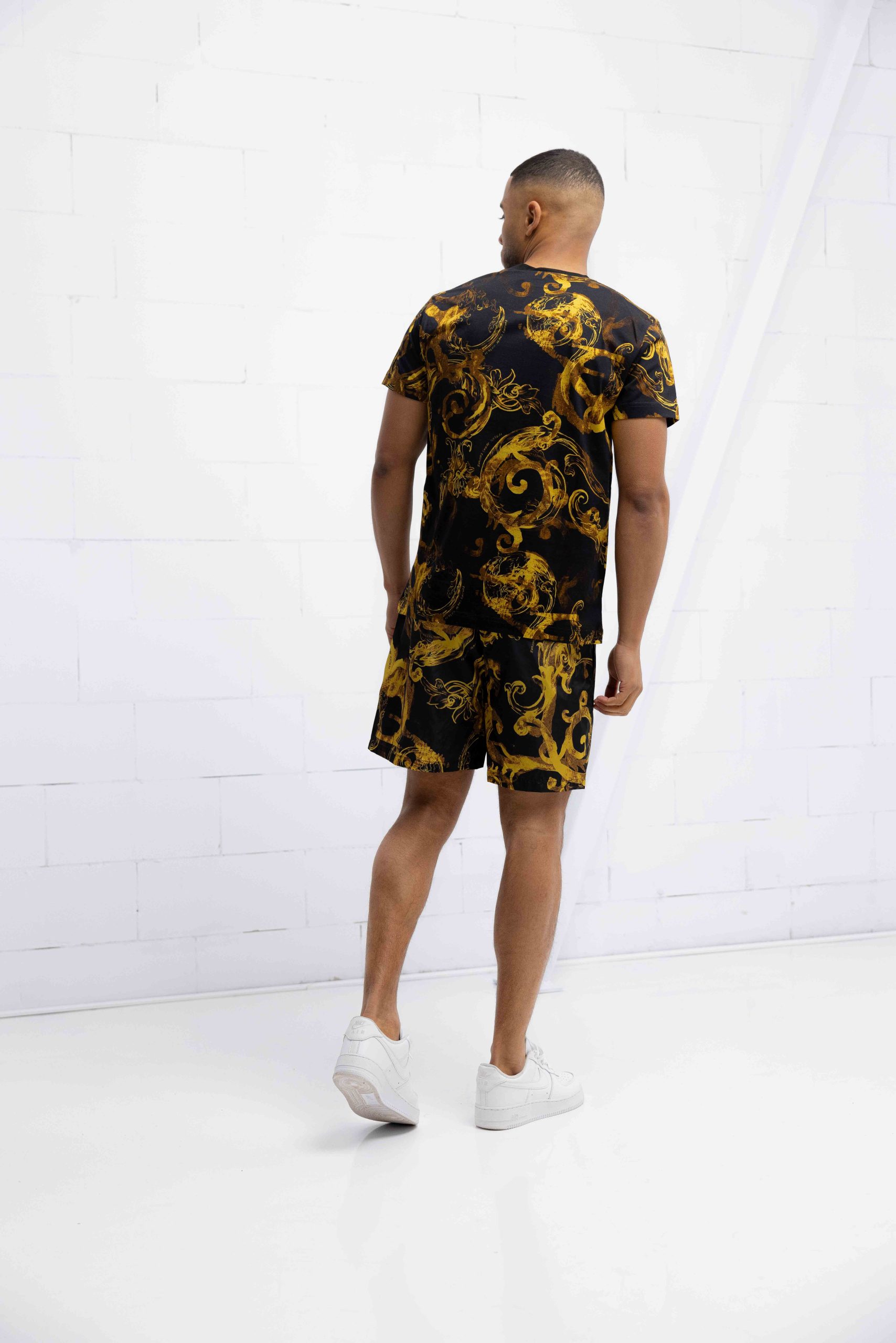 Versace Jeans Couture Allover Print Zwembroek Heren Zwart/Goud