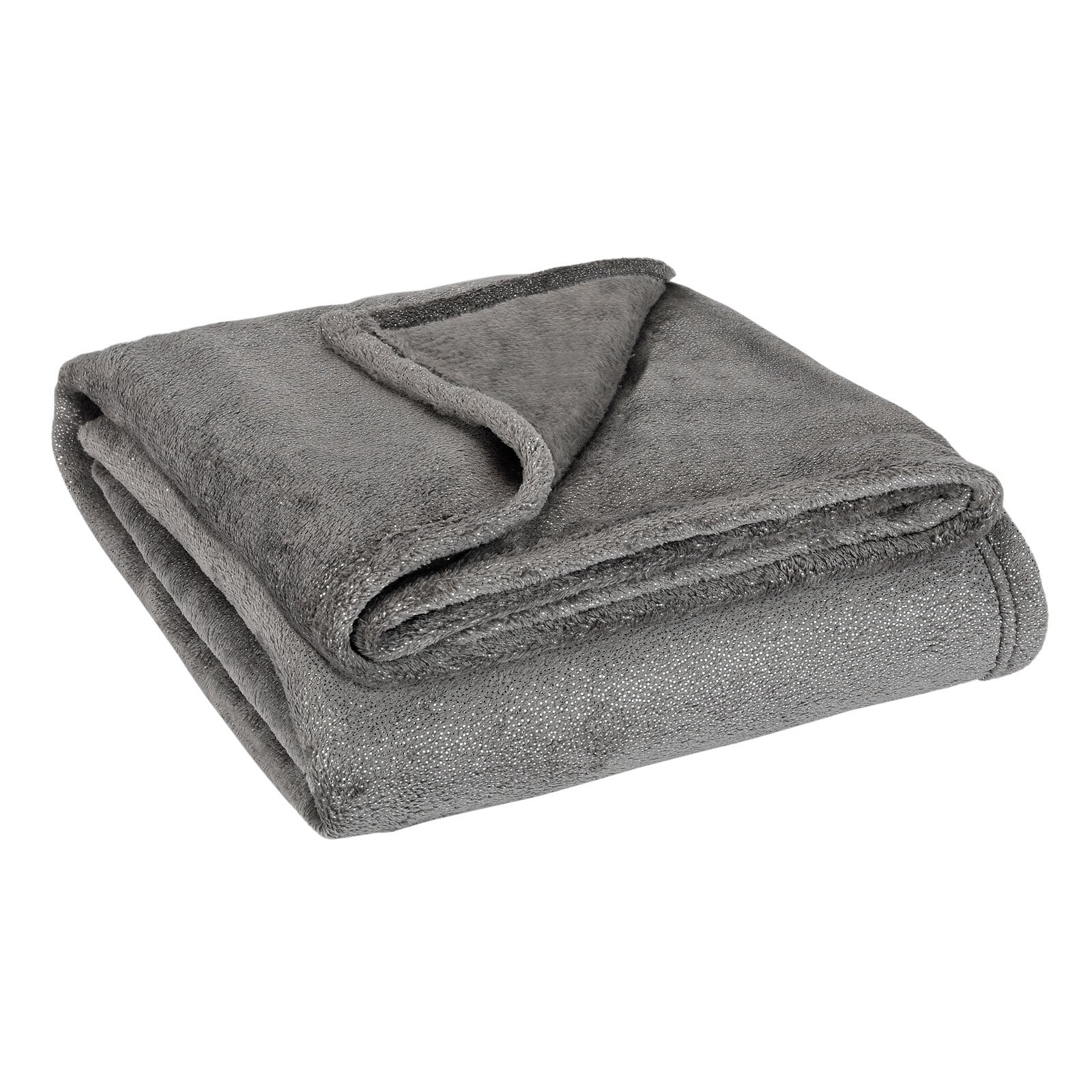 Flanell Kuscheldecke mit Glitter 150 x 200 cm anthrazit